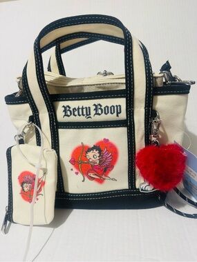 Betty Boop canvas Tote with charms BNWT by fleischer studio inc.